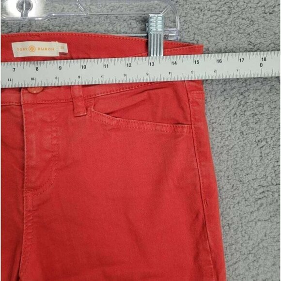 TORY BURCH Size 29 Jasper Red Emmy Ankle Snap Button Cuffs Skinny Jeans - Picture 5 of 12